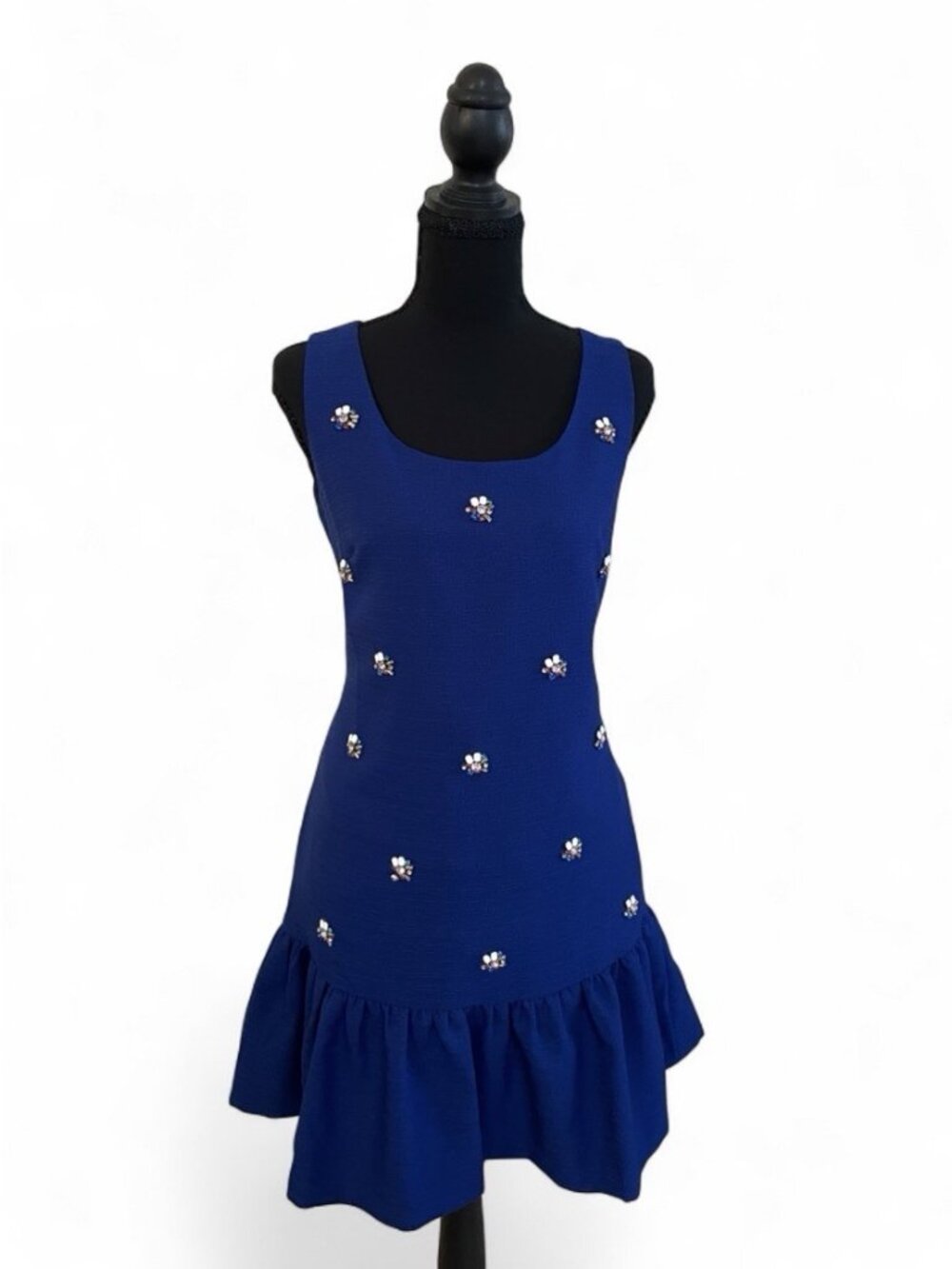 Brigitte Bailey Royal Blue Short Dress Semiformal Jewel Embellishments Lined, M
